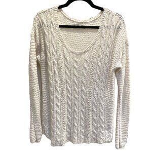 Abercrombie & Fitch Cream Delicate Weave Cable Sweater - Size Large